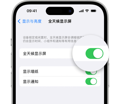 福清苹果15预约维修分享iPhone15如何设置全天候显示屏幕可见 